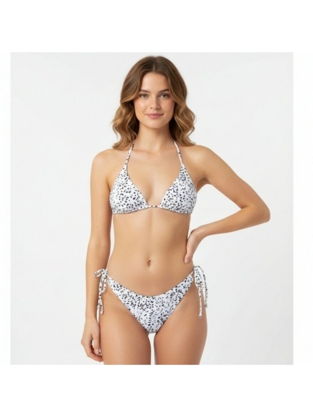 Zaful NEW White Polka Dot Cheeky Bikini Swim Suit Swimsuit Halter Strappy